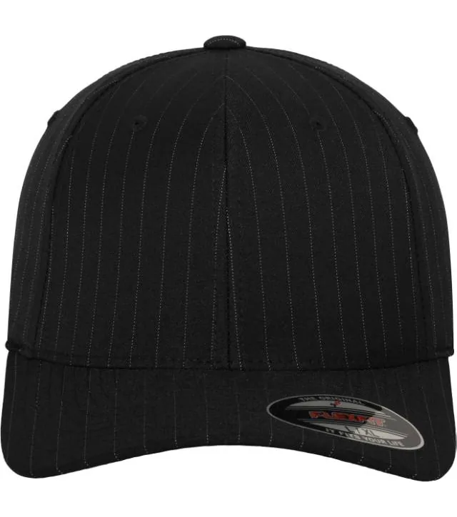 Flexfit 6195P – 6 panelová kšiltovka "Pinstripe", černá/bílá